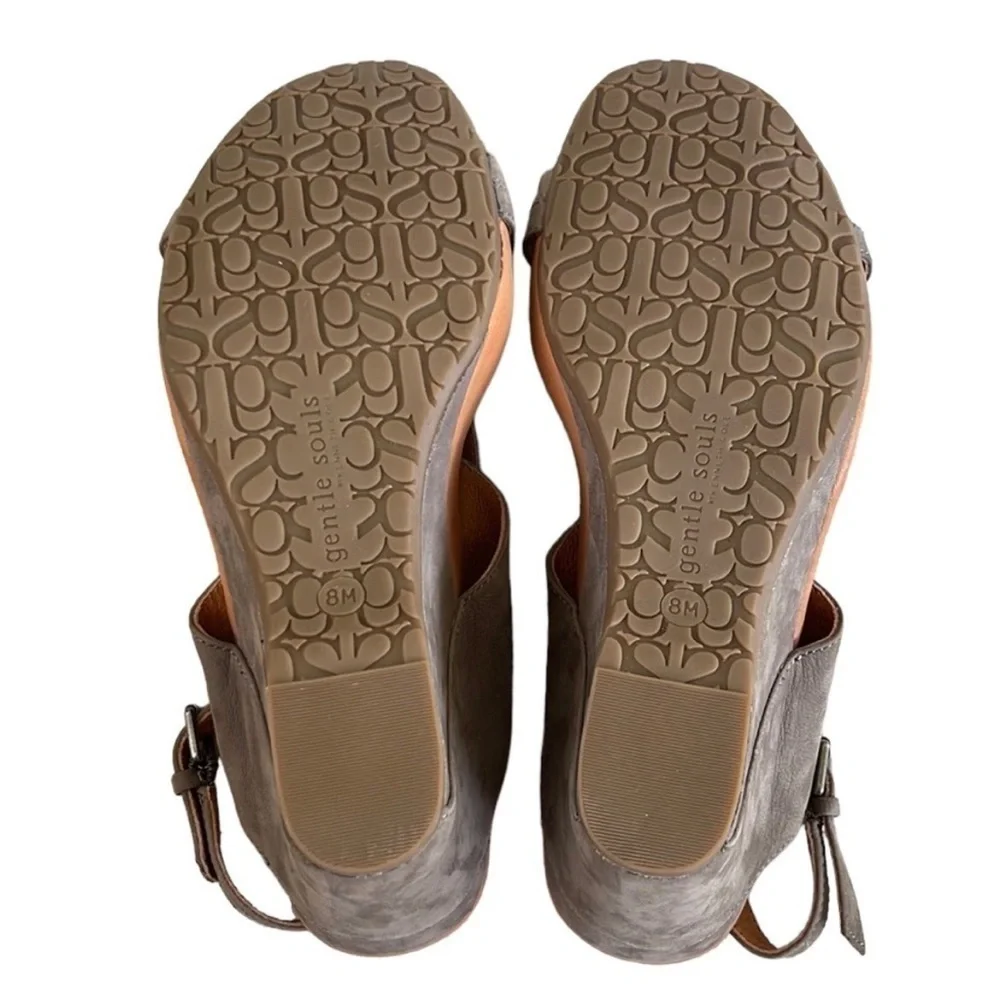 Like New Gentle Souls Leather Irwin Wedge Sandals Size 8 - Picture 8 of 8